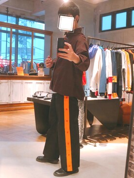 「MYne（マイン）のアイテム（その他パンツ）」を使った、96猫さん（メンズ・185cm）の冬コーディネート