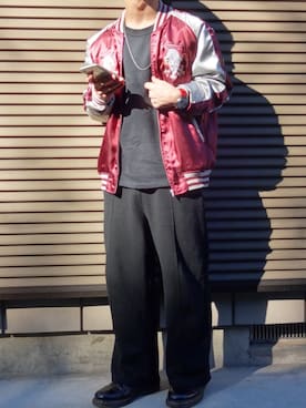 「革靴」｜「アイテム（スカジャン）」を使った、moon(むーん)さん（メンズ・163cm）の冬コーディネート