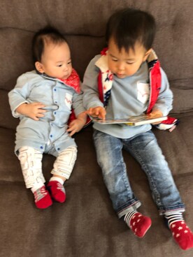 「Daddy Oh Daddy（ダディーオーダディー）のアイテム（トップス）」を使った、to'n'soさん（キッズ・80cm）の春コーディネート