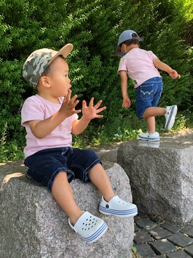 「OLD NAVY（オールドネイビー）のアイテム（帽子）」を使った、to'n'soさん（キッズ・100cm）の春コーディネート