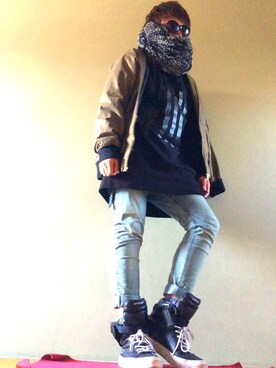 「monomania（モノマニア）のアイテム（ブルゾン）」を使った、ダニコロさん（メンズ・183cm）の冬コーディネート
