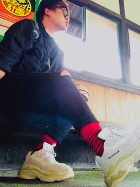「BALENCIAGA」｜「アイテム（キャスケット）」を使った、ダニコロさん（メンズ・183cm）の秋コーディネート