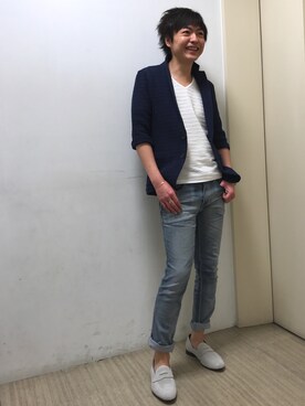 「マリン」｜「アイテム（その他シューズ）」を使った、mattsunさん（メンズ・168cm）の夏コーディネート
