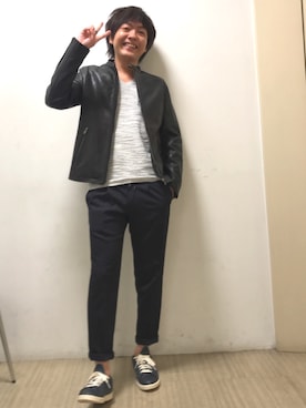 「ラフスタイル」｜「アイテム（ライダースジャケット）」を使った、mattsunさん（メンズ・168cm）の秋コーディネート
