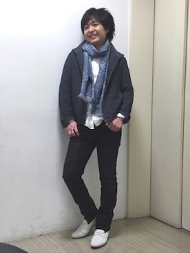 「アイテム（ストール/ショール）」を使った、mattsunさん（メンズ・168cm）の春コーディネート
