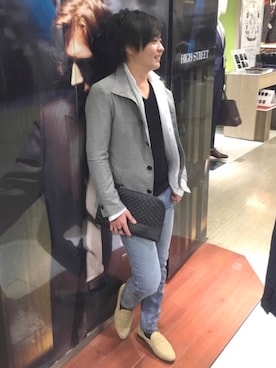 「アイテム（クラッチバッグ）」を使った、mattsunさん（メンズ・168cm）の春コーディネート