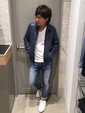 「ロールアップ」｜「アイテム（ライダースジャケット）」を使った、mattsunさん（メンズ・169cm）の夏コーディネート
