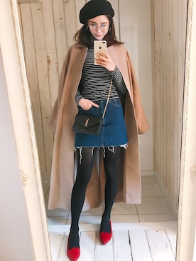 「styling/（スタイリング）のアイテム（その他アウター）」を使った、出岡美咲(izu)さん（レディース・168cm）の冬コーディネート