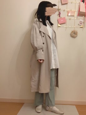 「apres jour（アプレジュール）のアイテム（トレンチコート）」を使った、ぴんくそーださん（レディース・163cm）の春コーディネート
