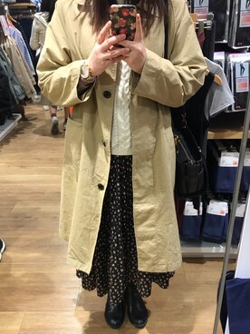 「niko and...（ニコアンド）のアイテム（ステンカラーコート）」を使った、*Jan*さん（レディース・164cm）の冬コーディネート