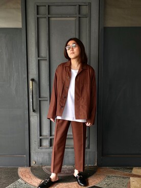 「markaware（マーカウェア）のアイテム（スラックス）」を使った、増田    敬介さん（メンズ・166cm）の春コーディネート