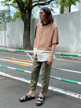 「markaware（マーカウェア）のアイテム（スラックス）」を使った、増田    敬介さん（メンズ・166cm）の春コーディネート