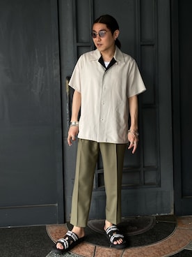 「markaware（マーカウェア）のアイテム（スラックス）」を使った、増田    敬介さん（メンズ・166cm）の春コーディネート