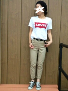 「Levis」｜「アイテム（ハンチング/ベレー帽）」を使った、kochanさん（レディース・154cm）の夏コーディネート