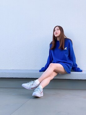 「blue」｜「アイテム（スウェット）」を使った、hasenamiiさん（レディース・161cm）の春コーディネート