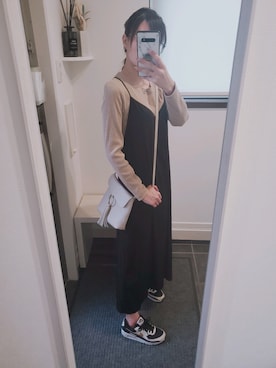 「UNIQLO（ユニクロ）のキャミソールワンピース（ワンピース）」を使った、sykさん（レディース・156cm）の春コーディネート