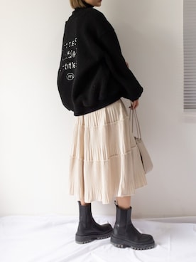 「me+em select（ミームセレクト）のアイテム（その他アウター）」を使った、me+emselectさん（レディース・166cm）の冬コーディネート