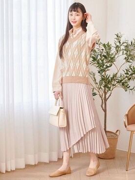 ベストを使った アーガイル柄 のレディース人気ファッションコーディネート Wear