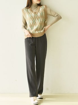 「スラックスパンツ」｜me+emselectさん（レディース・162cm）の春コーディネート