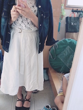 「RAY CASSIN（レイカズン）のアイテム（デニムジャケット）」を使った、honoさん（レディース・163cm）の夏コーディネート