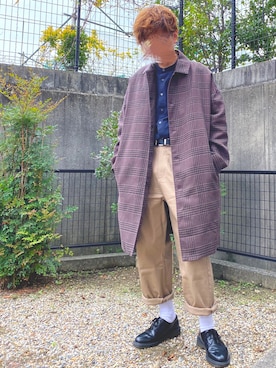 「tk.TAKEO KIKUCHI（ティーケータケオキクチ）のアイテム（ステンカラーコート）」を使った、RinGさん（メンズ・170cm）の秋コーディネート