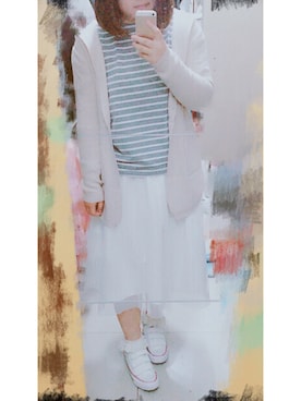 「アイテム（ドレス、ホワイト系）」を使った、しーちゃんさん（レディース・158cm）の春コーディネート