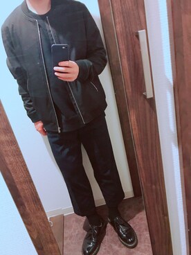 「Confirm（コンファーム）のアイテム（MA-1）」を使った、しろさん（メンズ・163cm）の秋コーディネート