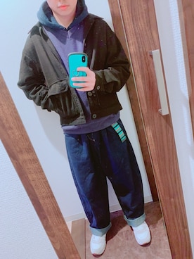 「アイテム（ベスト、ブルー系）」を使った、しろさん（メンズ・163cm）の春コーディネート