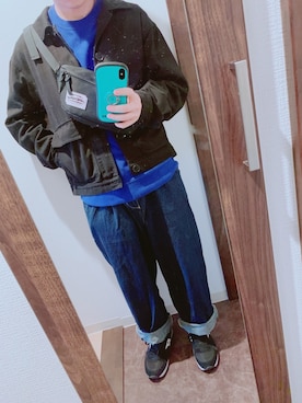 「アイテム（スウェット、ブルー系）」を使った、しろさん（メンズ・163cm）の春コーディネート