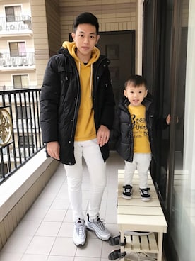 「5（ファイブ）のアイテム（スウェット）」を使った、Chang Kengさん（メンズ・176cm）の冬コーディネート