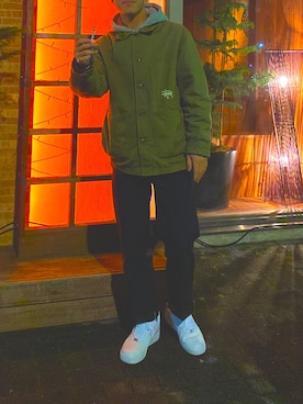 「STUSSY（ステューシー）のアイテム（ブルゾン）」を使った、kenkenさん（メンズ・180cm）の冬コーディネート