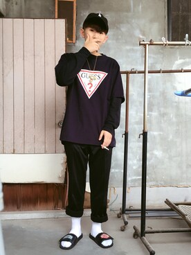 「PrettyNice （プリティナイス）のアイテム」を使った、Gorbinzsheさん（メンズ・171cm）の春コーディネート