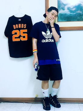 「TAIPEI」｜「アイテム（ジャージ）」を使った、Gorbinzsheさん（メンズ・170cm）の夏コーディネート