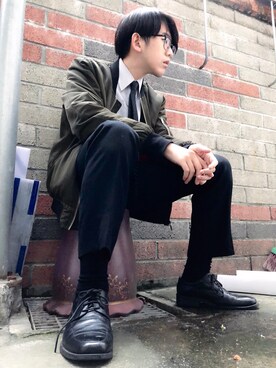 「TAIPEI」｜「アイテム（MA-1）」を使った、Gorbinzsheさん（メンズ・171cm）の冬コーディネート