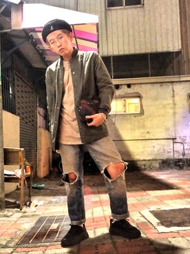 「Taiwan」｜「アイテム（MA-1）」を使った、Gorbinzsheさん（メンズ・171cm）の秋コーディネート