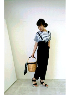 「カーキパンツ」｜さくさん（レディース・161cm）の夏コーディネート
