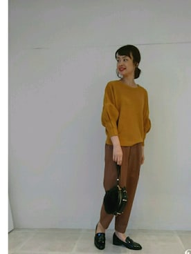 「マスタードイエロー」｜さくさん（レディース・161cm）の秋コーディネート