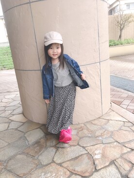 「petit main（プティマイン）のアイテム（デニムジャケット）」を使った、uta   さん（キッズ・100cm）の春コーディネート