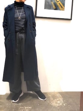 「チュニック」｜「アイテム（トレンチコート）」を使った、7seaさん（レディース・164cm）の秋コーディネート