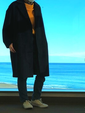 「海」｜「アイテム（ダウンジャケット/コート）」を使った、7seaさん（レディース・164cm）の冬コーディネート
