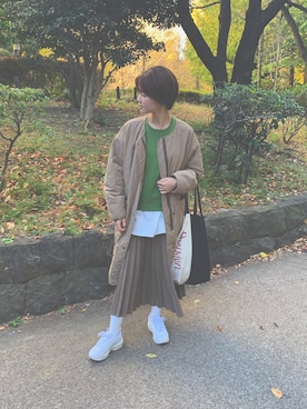 「ROKU」｜「アイテム（その他アウター）」を使った、ゆっこさん（レディース・161cm）の秋コーディネート