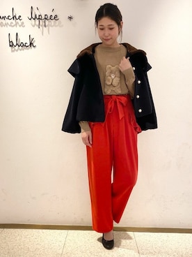 「ウールパンツ」｜「アイテム（ジャケット/アウター）」を使った、franche lippeeさん（レディース・160cm）の秋コーディネート