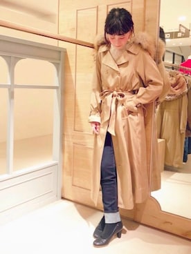 「アイテム（その他アウター、イエロー系）」を使った、franche lippeeさん（レディース・156cm）の冬コーディネート