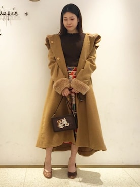 「ネコ」｜「アイテム（その他アウター）」を使った、franche lippeeさん（レディース・160cm）の冬コーディネート