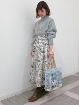 「アイテム（ニット/セーター、シルバー系）」を使った、franche lippeeさん（レディース・153cm）の冬コーディネート