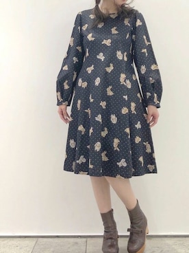「美シルエット」｜「アイテム（ワンピース/ドレス）」を使った、franche lippeeさん（レディース・156cm）の冬コーディネート