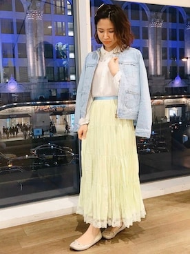 「シャーベットカラー」｜「アイテム（デニムジャケット）」を使った、franche lippeeさん（レディース・152cm）の冬コーディネート