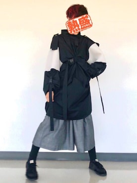 「BLACK COMME des GARÇONS」｜「アイテム（その他アウター）」を使った、TJさん（メンズ・179cm）の秋コーディネート