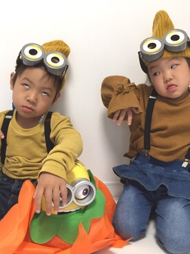 「wearhalloween2017」｜「アイテム（ニットキャップ/ビーニー）」を使った、RR𓇼さん（キッズ・110cm）の秋コーディネート