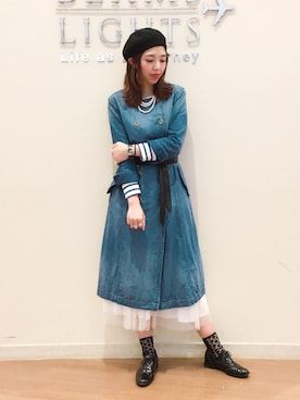 「Moname（モナーム）のアイテム（ジャケット/アウター）」を使った、TOMA22さん（レディース・164cm）の春コーディネート